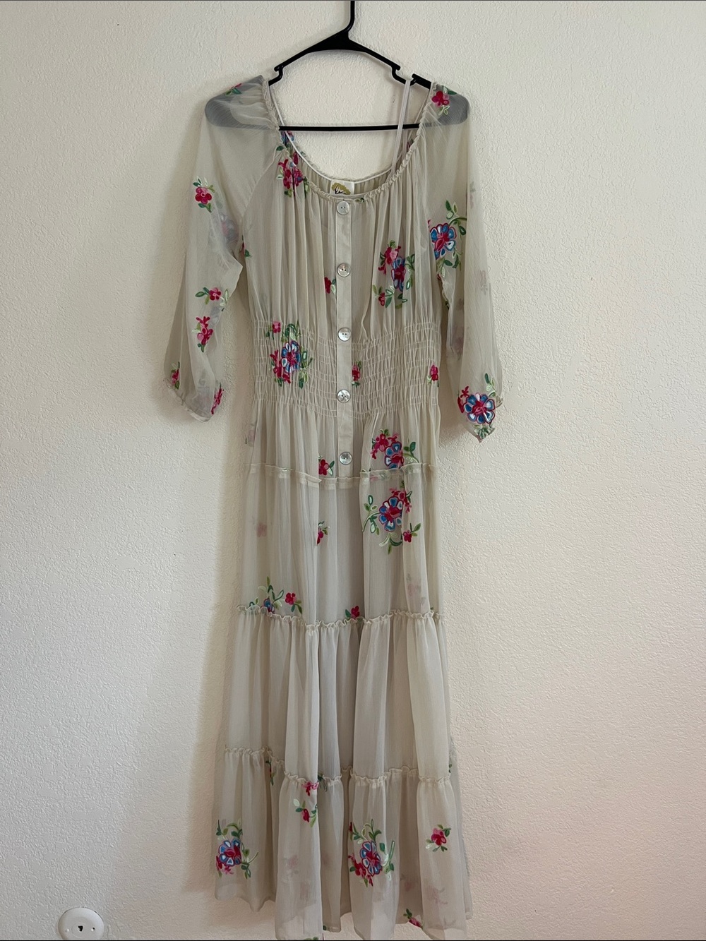 Fig and Flower Boho Embroidered Tiered Maxi Dress